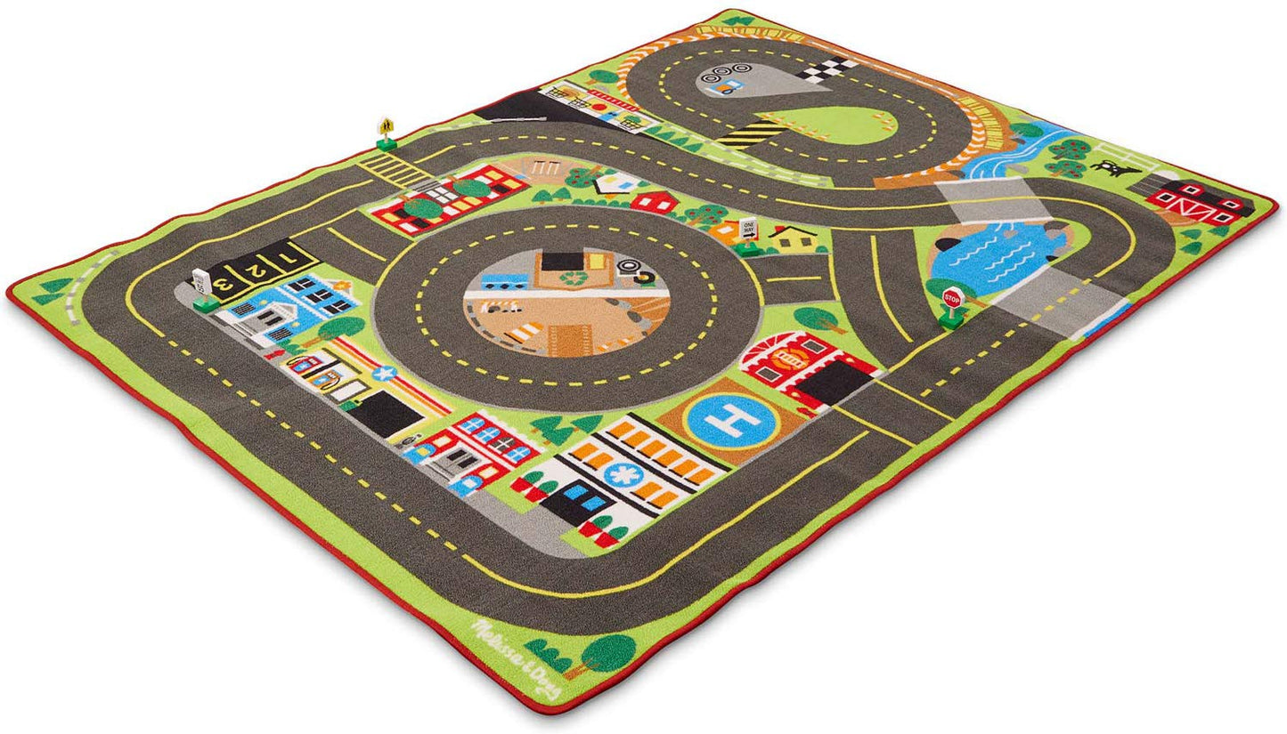 Melissa & Doug Jumbo Roadway Activity Rug With 4 Wooden Traffic Signs (79 X 58 Inches)