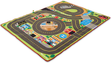 Melissa & Doug Jumbo Roadway Activity Rug With 4 Wooden Traffic Signs (79 X 58 Inches)