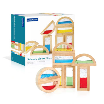 Guidecraft Rainbow Blocks - Shimmering Water: Creative Colorful Learning And Educational, Construction Building Toys Set For Kid