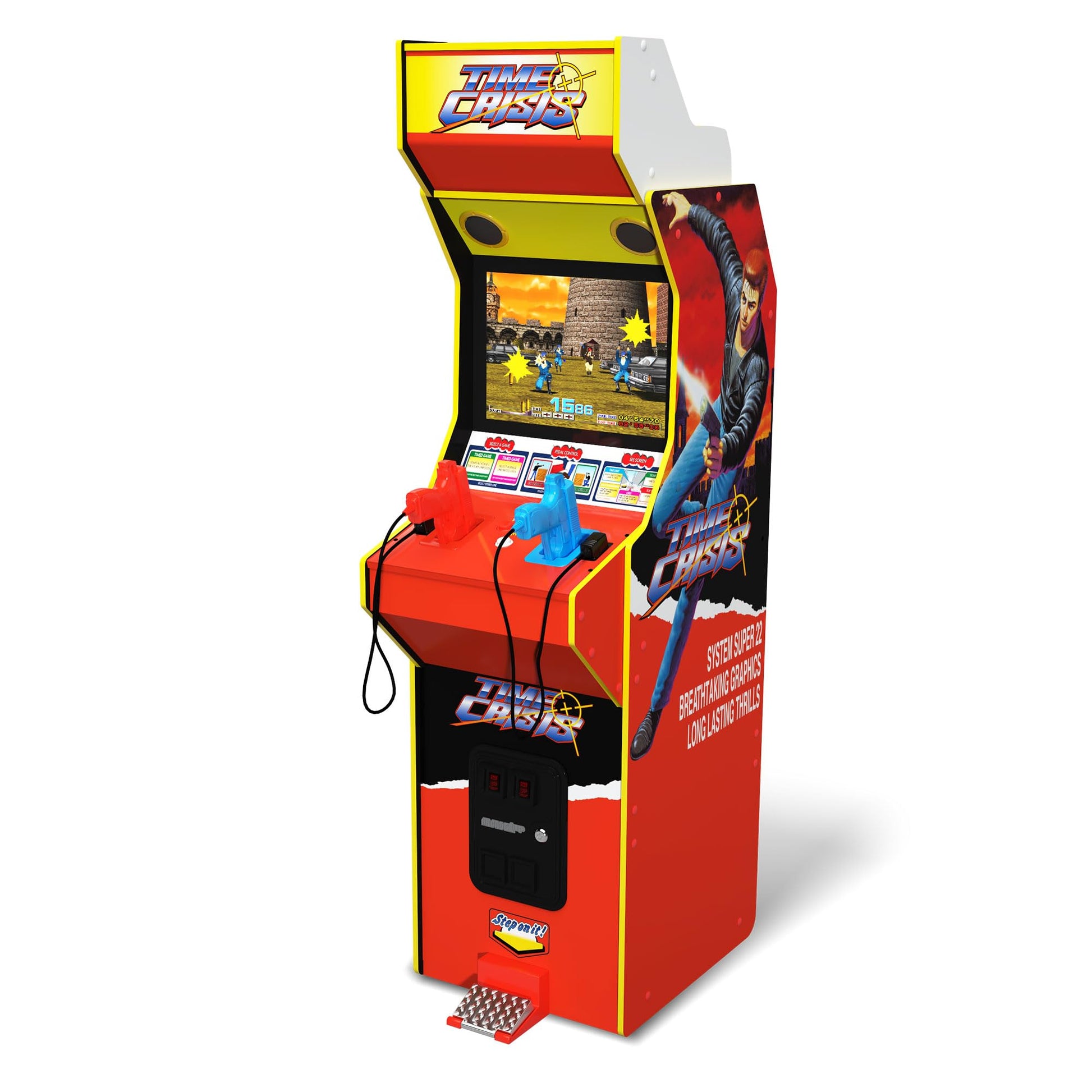 Arcade1Up 17'' Time Crisis Arcade Game Machine, Lcd Screen Multiplayer W/ Stand Up Cabinet