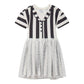 Beetlejuice Toddler Girls Drop Shoulder Cosplay Tulle Dress Black/White Stripes 5T