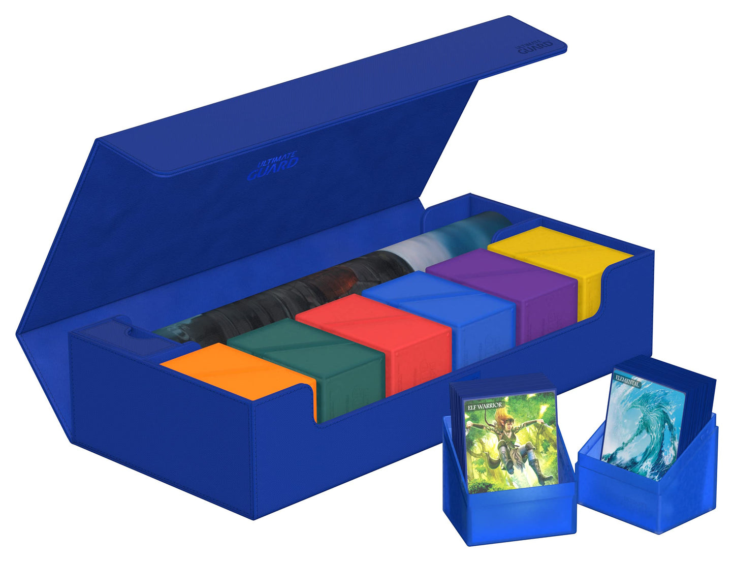 Ultimate Guard Superhive 550+, Deck Case For 550 Double-Sleeved Tcg Cards, Blue, Compatible With Boulders, Magnetic Closure & Microfiber Inner Lining