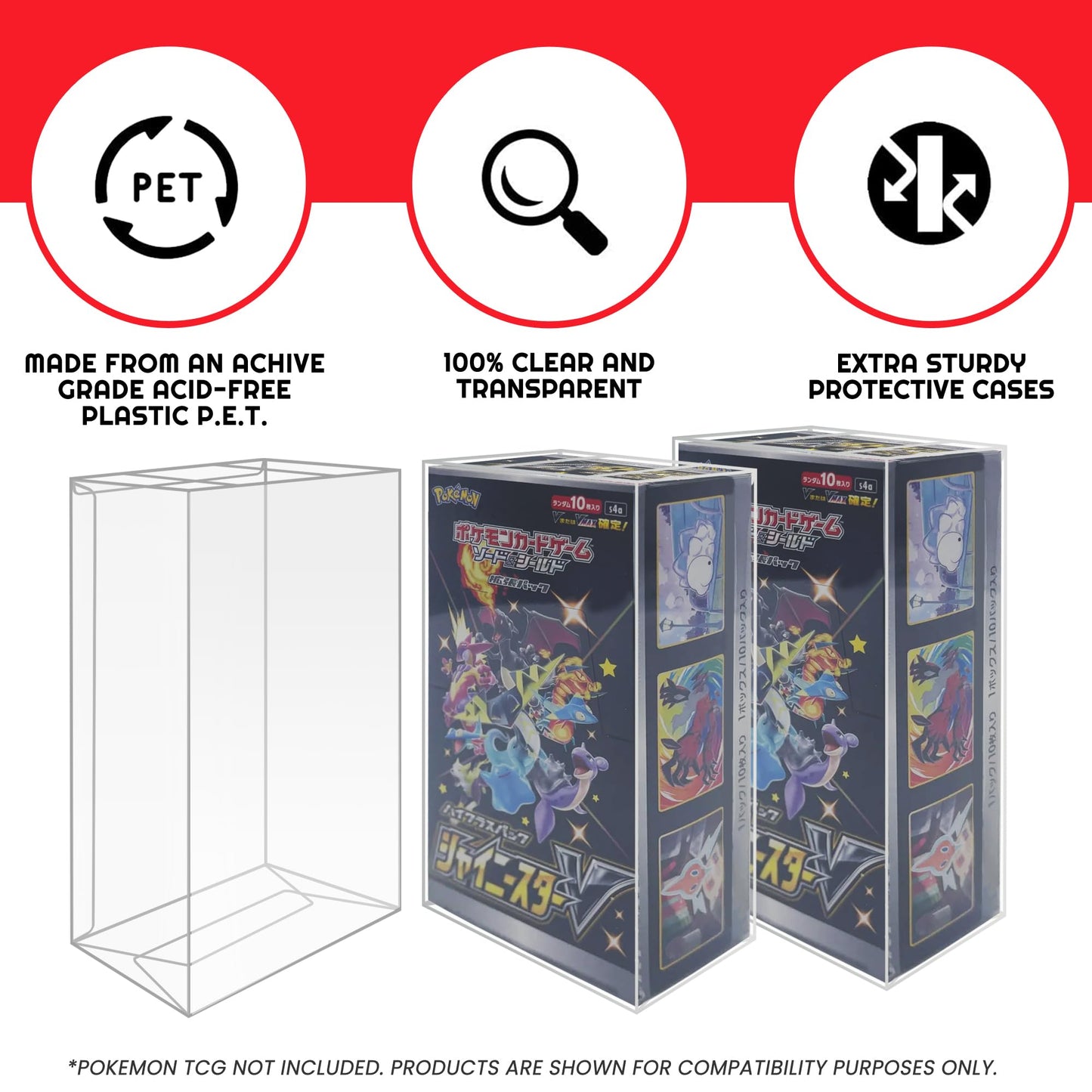 Evoretro Plastic Display Case Protector For Pokemon Etb - 5-Pack - Elite Trainer Box Such As Paldean Fates And Much More, Soft C