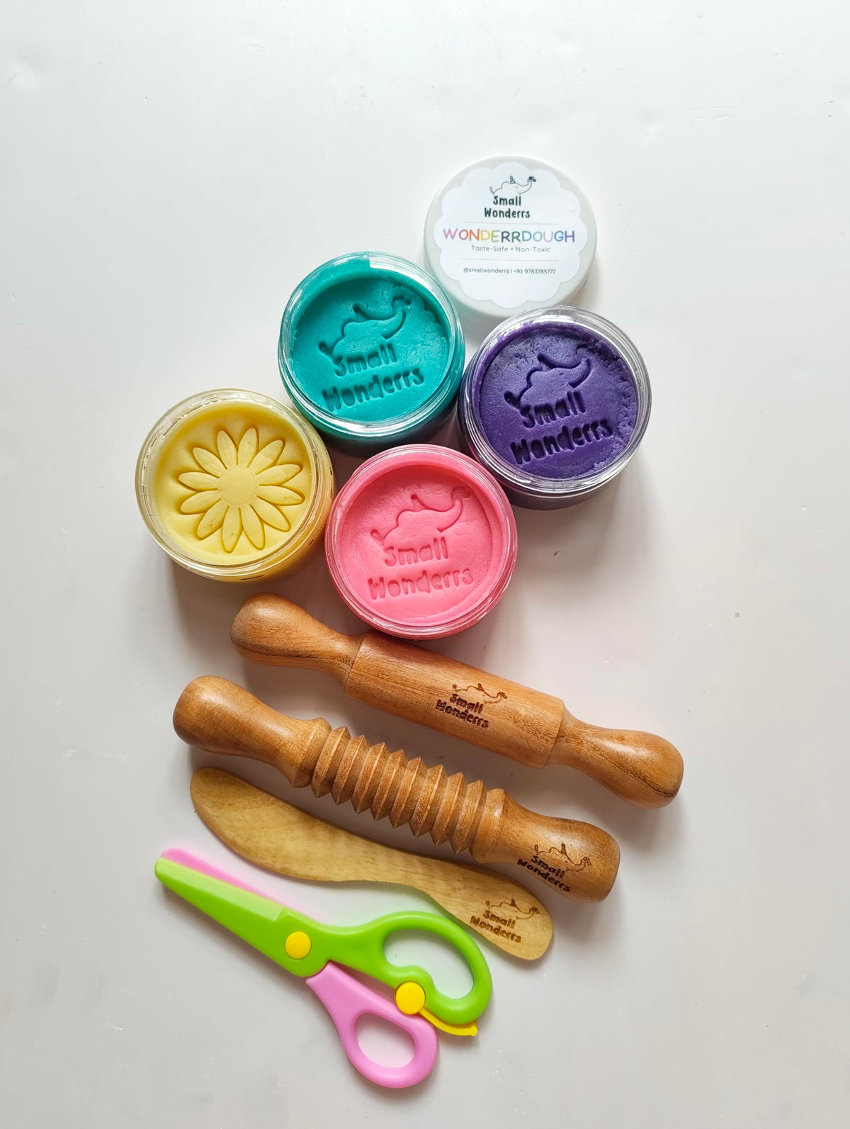 Wonderrdough Play Kit For Kids (13Piece Set) By Small Wonderrs | Montessori Sensory Play Dough Kit For Toddlers (15 Years) | T