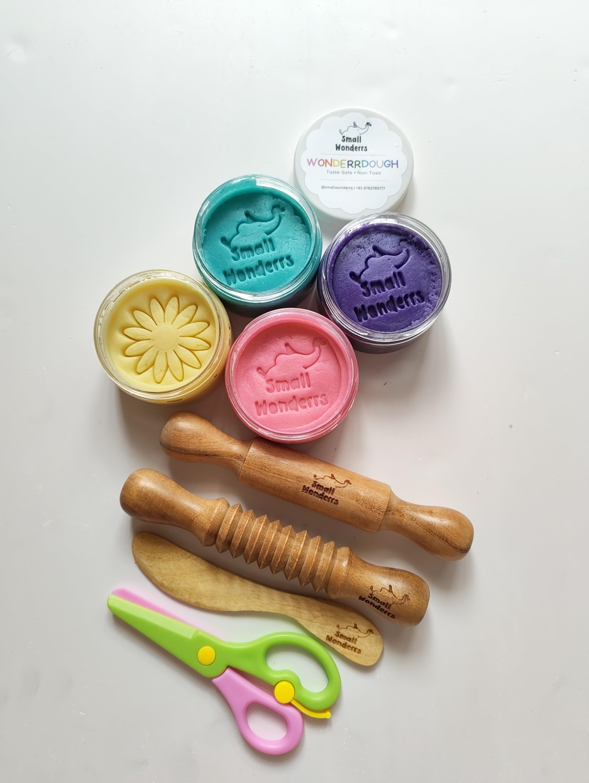 Wonderrdough Play Kit For Kids (13Piece Set) By Small Wonderrs | Montessori Sensory Play Dough Kit For Toddlers (15 Years) | T