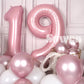 SUWEN 40 Inch Pink Foil Number Balloons 0-9 Jumbo Mylar Birthday Party Decorations for Girls, Women, and 19th Anniversary Supplies