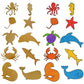 Bonjoy Sea Animals Wooden Shape Cutouts For Kids  Set Of 10 (2.5, 3 And 4) OceanThemed Mdf Cutouts For Coloring, Learning