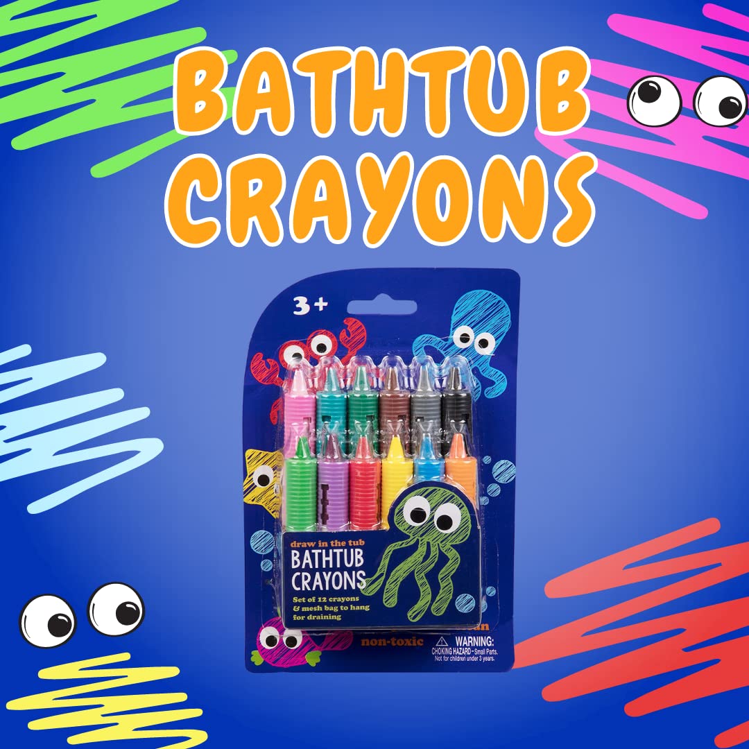 Bath Crayons Super Set -Set of 12 Draw in the Tub Colors with Bathtub Storage Mesh Bag -Non-Toxic, Safe for Children, Wont Disi