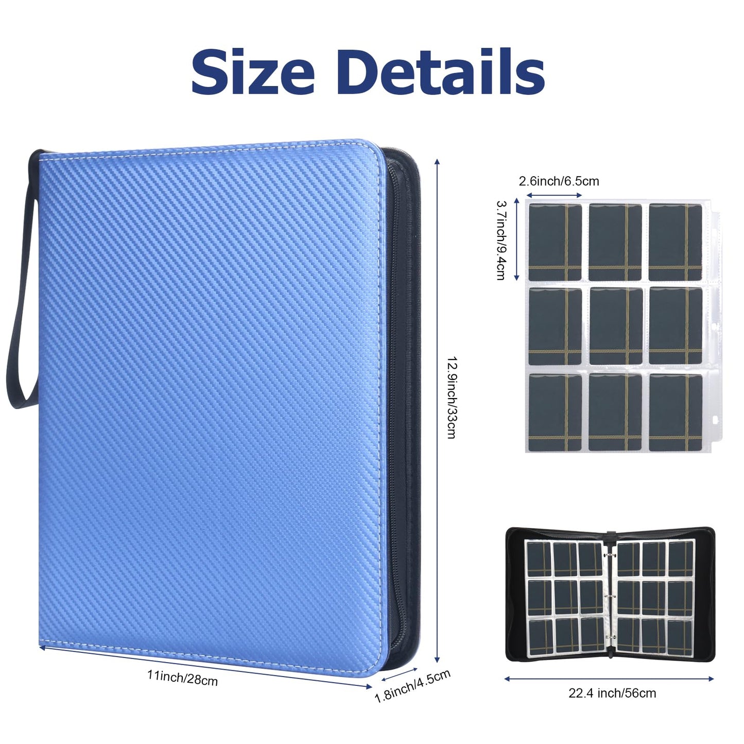 9 Pockets Trading Card Binder, 900 Pockets Card Binder With Sleeves Card Organizer, Card Collection Binder With Zipper Baseball