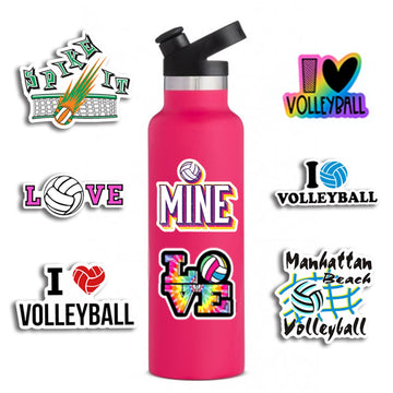Dothrayan Volleyball Stickers, 100Pcs Volleyball Water Bottle Stickers, Vinyl Waterproof Volleyball Sports Stickers Pack, Volley