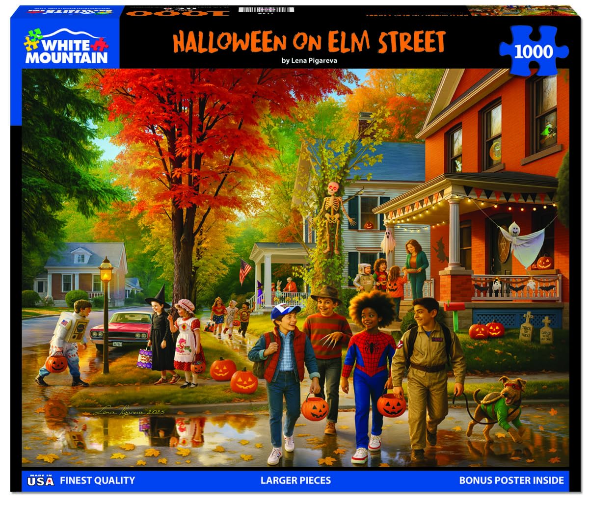 White Mountain 1000 Piece Halloween Jigsaw Puzzle Spooky Fall Large Piece Puzzles Gift for Adults and Family 24x30 - Halloween O