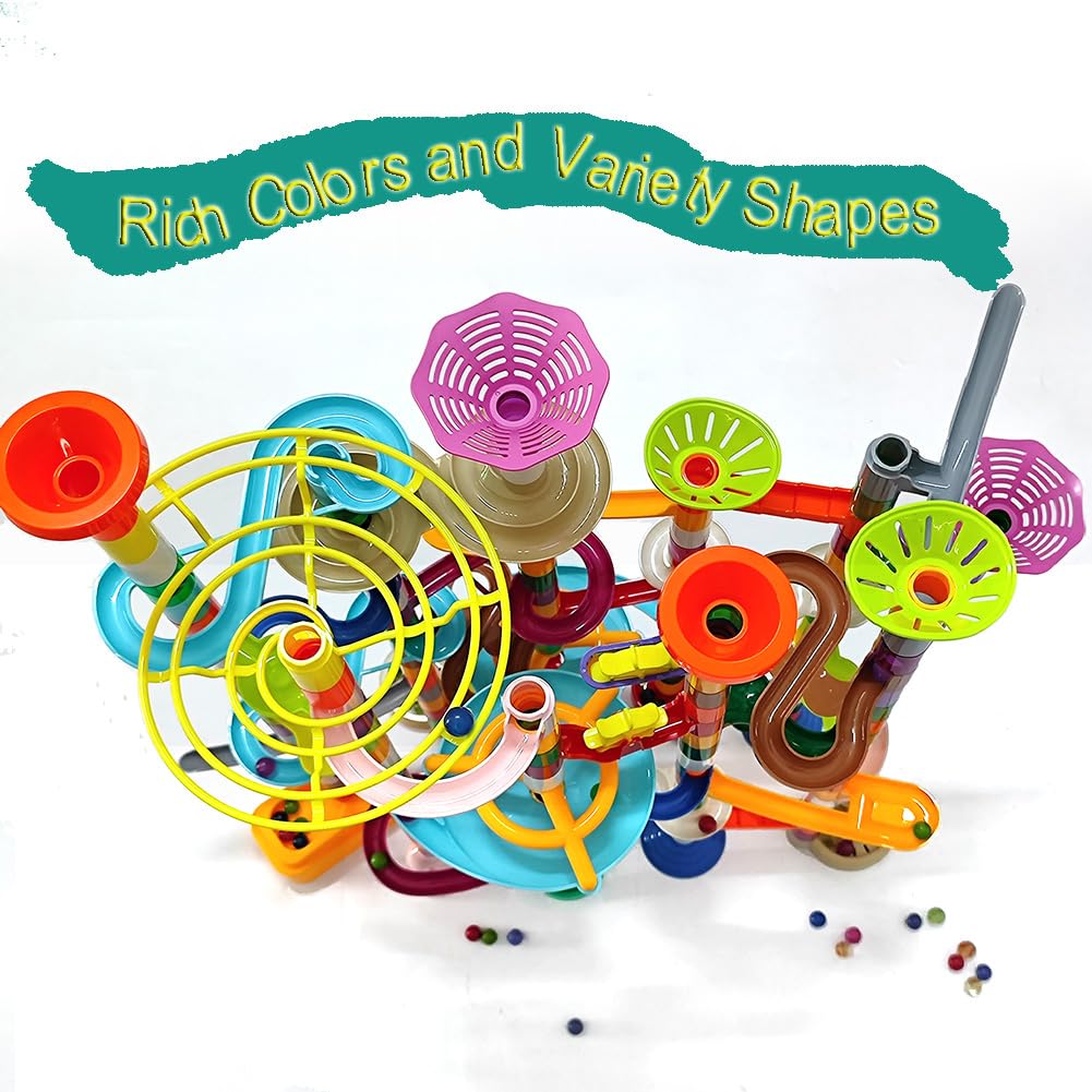 Marble Run - 200Pcs Marble Maze Game Construction Building Toy, Marble Race Set With 30Pcs Glow Marble Steam Building Toys Gift For Kids (Marble Run-200)