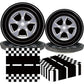 PGSWEER 72pcs Cars Birthday Party Tableware Sets Wheels Track Plates Napkins Race Car Paper Plates Dinnerware For Boys Kids Baby