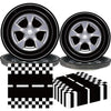 PGSWEER 72pcs Cars Birthday Party Tableware Sets Wheels Track Plates Napkins Race Car Paper Plates Dinnerware For Boys Kids Baby
