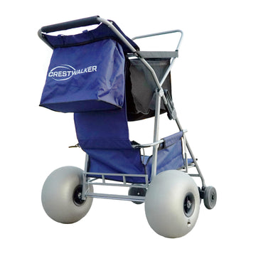 CRESTWALKER Beach Cart with 13 Upgraded Balloon Wheels and Steel Cooler Shelf, Holds 4 Folding Chairs, Collapsible Wheeler with 