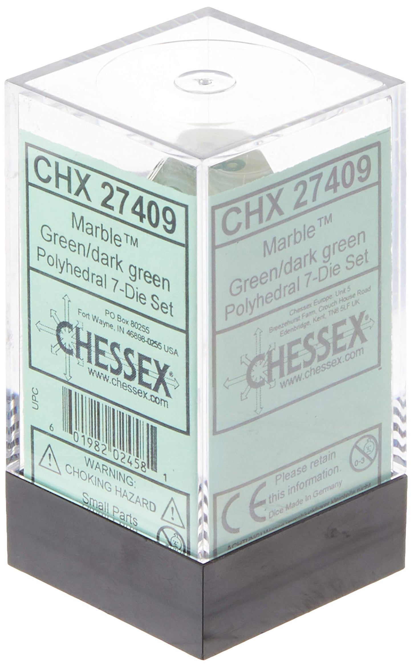 Chessex CHX27409 Dice-Marble Dark Green Set