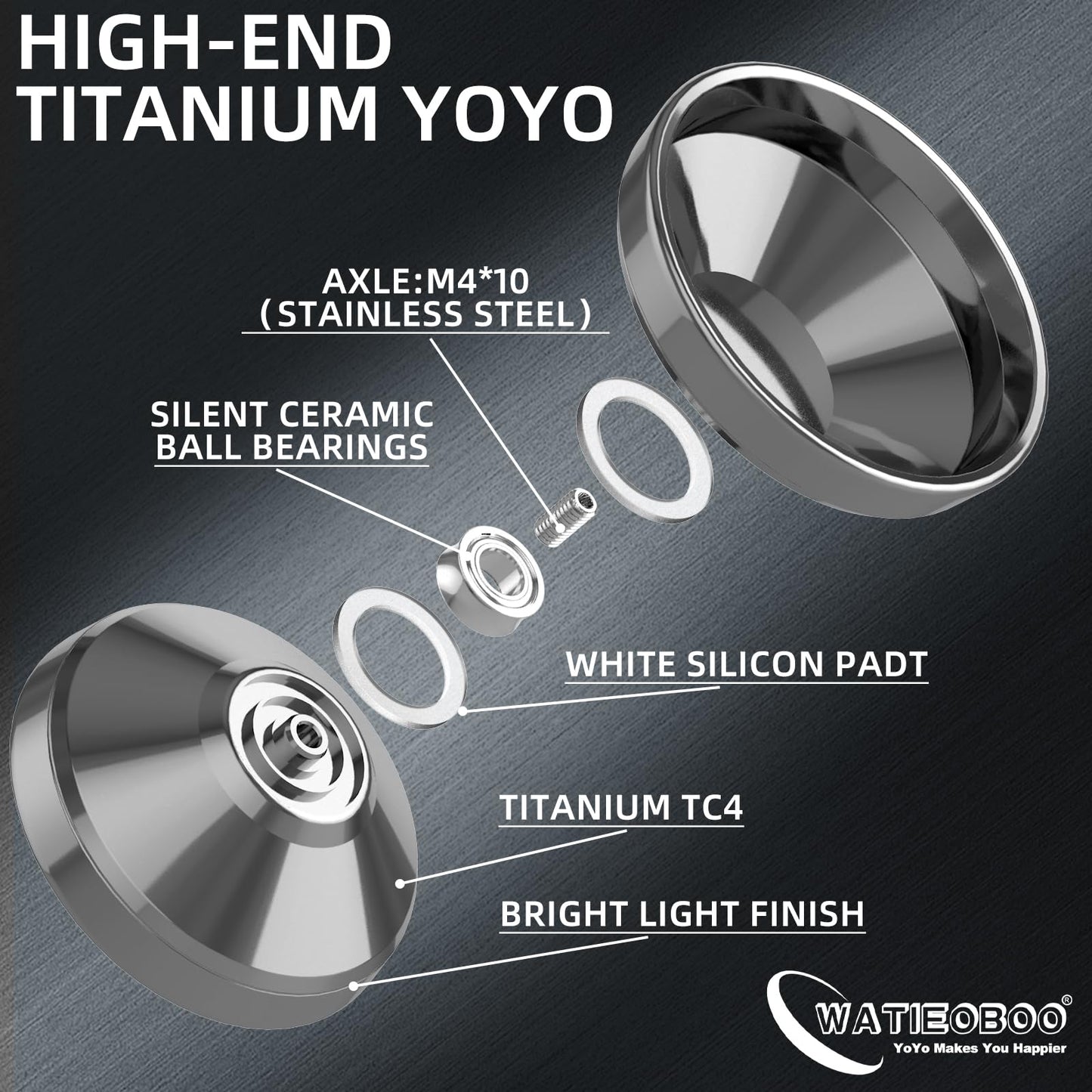 Watieoboo Professional Titanium Yoyo Unresponsive Yoyo For Adults Kids, Competition Yoyo For Advanced Players With 10 Yo-Yo Stri