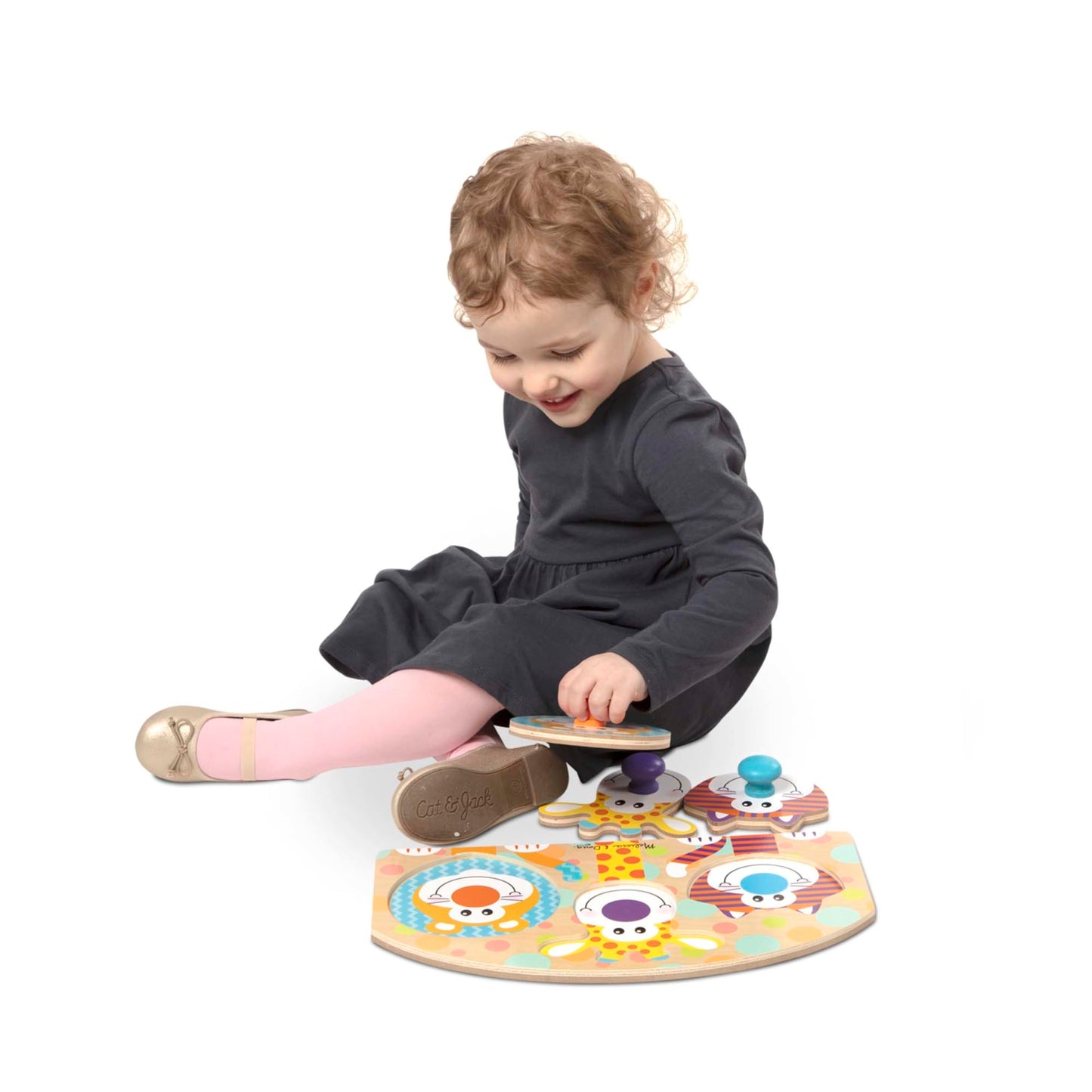Melissa & Doug Wooden Jumbo Knob Safari Animal Puzzle, 3 Pieces, Multi Color, Model 3439