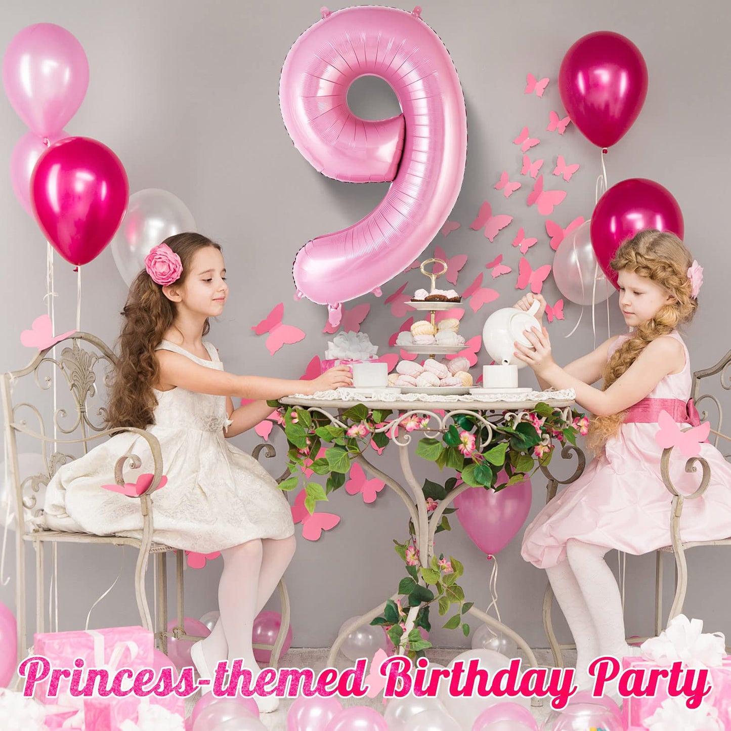 AIQINHU Pink Foil Number 9 Balloon - 40 Inch Jumbo Mylar for Birthday & Anniversary Celebrations