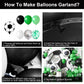 Gresatek Soccer Party Balloon Garland Arch Kit, Green Black White Metallic Sliver Balloons Decorations With Soccer Foil Balloon