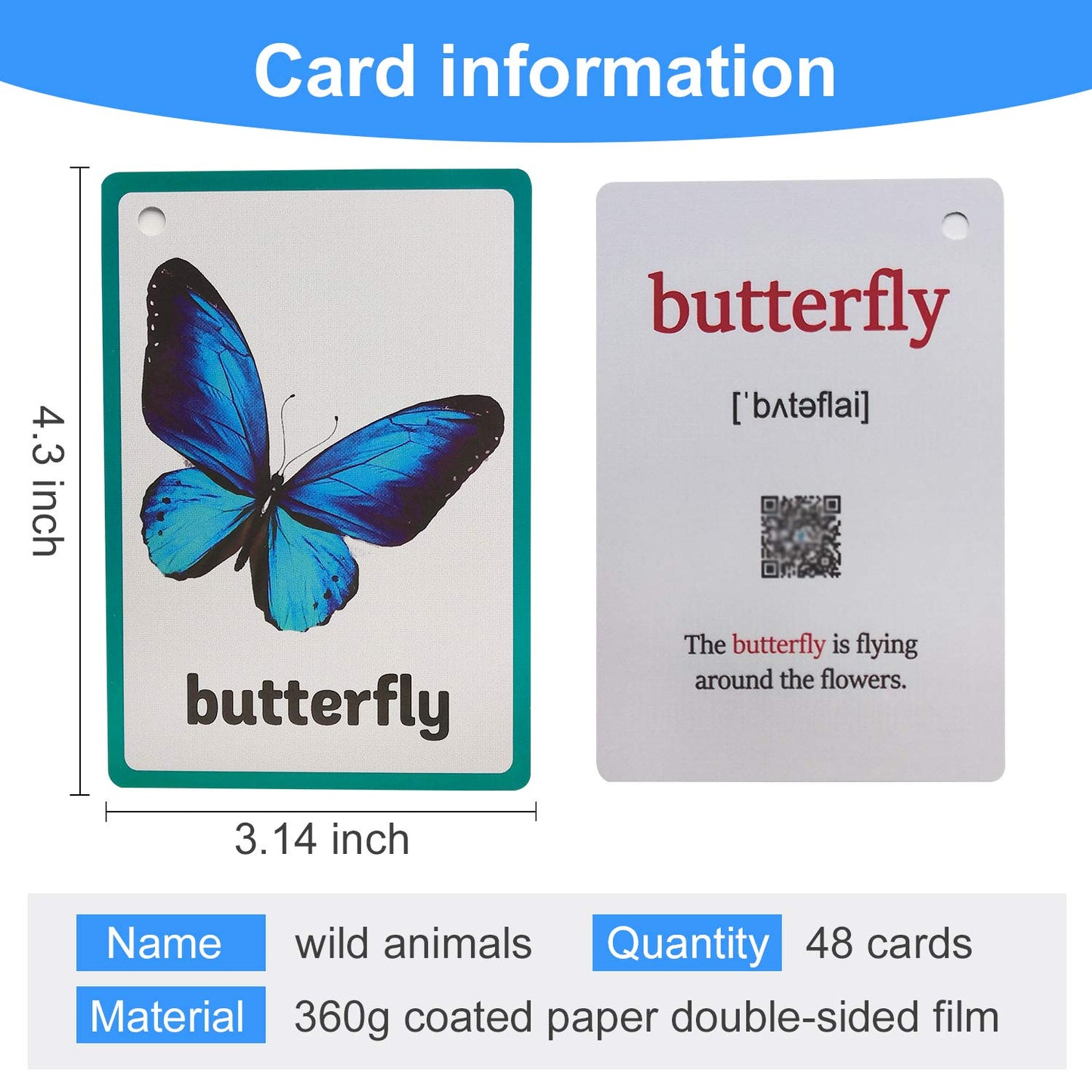 Wild/Farm/Sea Animals Body Parts Learning English Flash Cards Kids Montessori Toys Baby Cards Child Pocket Card Pre-Kindergarten