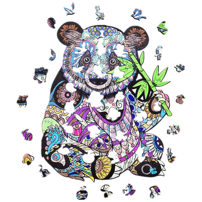 Wentufin - 150 Pieces Wooden Jigsaw Puzzles For Adults Large Size Wood Cut Puzzles Panda Wooden Jigsaw Puzzles Gift For Christma