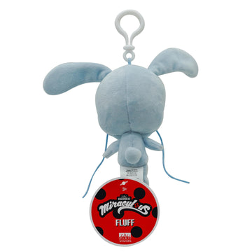 Miraculous Ladybug - Kwami Lifesize Fluff, 5-Inch Rabbit Plush Clip-On Toys For Kids, Super Soft Collectible Stuffed Toy With Glitter Stitch Eyes And Color Matching Backpack Keychain (Wyncor)