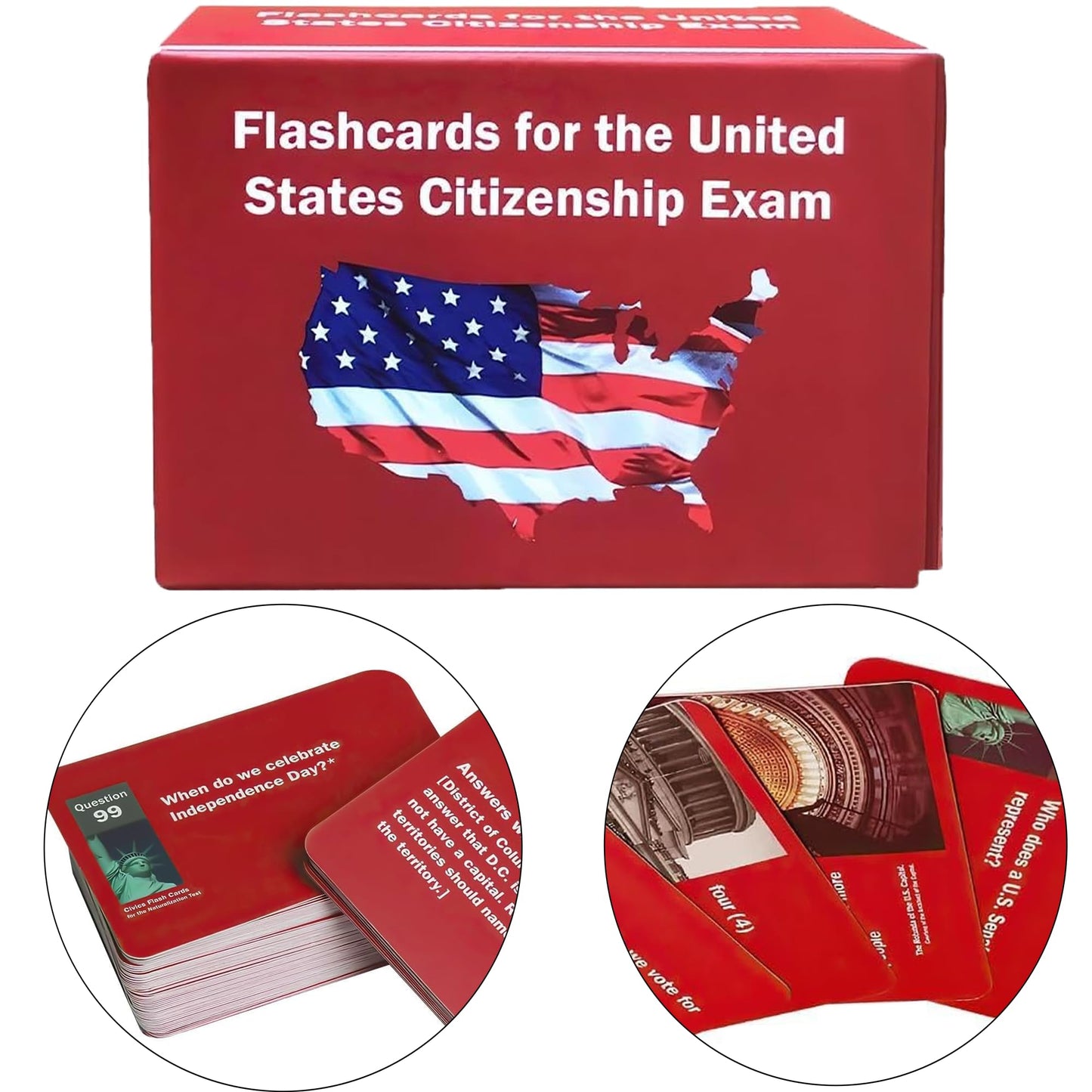 Generic Us Citizenship Flash Cards 2024, Naturalization Test Study American Civics 100 Uscis Questions And Answers Flashcards(1 Set), Medium