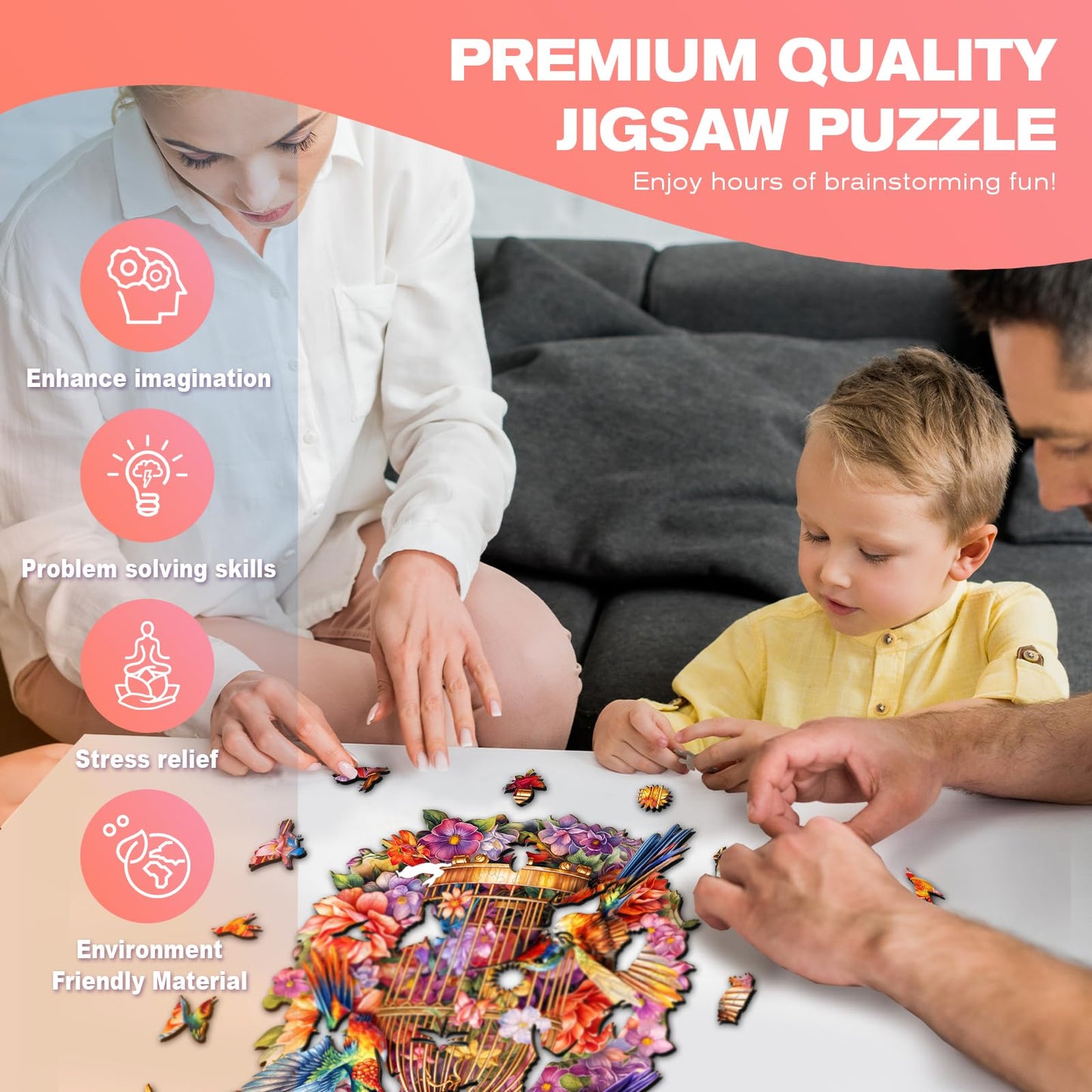 Wooden Puzzles For Adults - Unique Shaped Wooden Jigsaw Puzzles For Adults And Kids - Hummingbird Wooden Puzzles - Christmas Bir