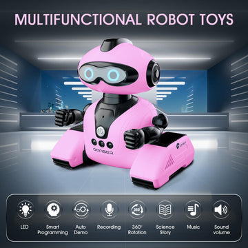 Winthai Robots Toys for Kids, 2.4Ghz Remote Control Robot Toys with Music and LED Eyes for Boys/Girls, RC Toys Gift for 3-12 Yea