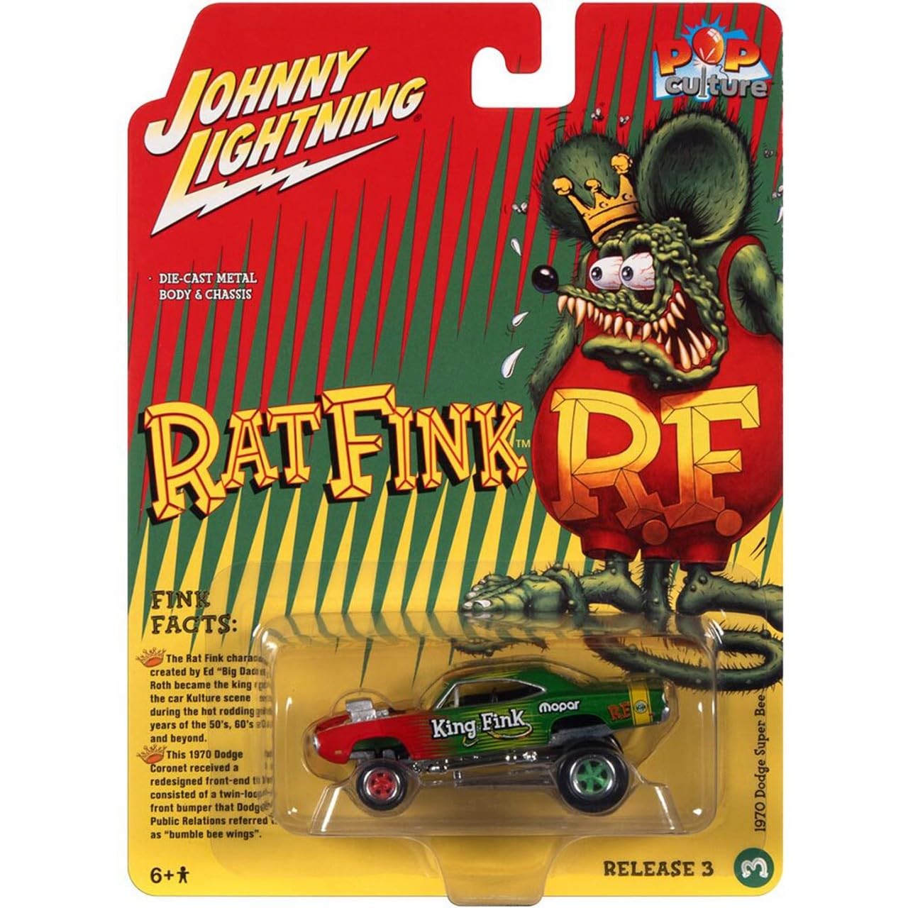 Johnny Lightning Jlpc008 Pop Culture 1970 Dodge Super Bee Rat Fink
