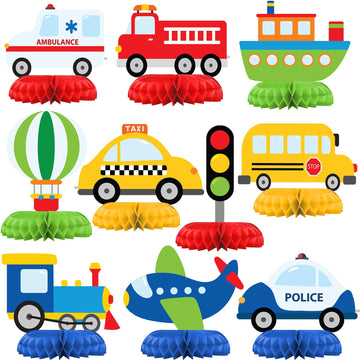 Hapibidesign Transportation Party Decorations - Honeycomb Centerpieces For Transportation Birthday Decor - Transportation Table