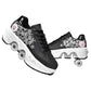Double-Row Deform Wheel Automatic Walking Shoes Invisible Deformation Roller Skate 2 in 1 Removable Pulley Skates Skating Parkour (Black Powder  US 10.5)