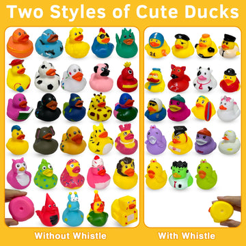 Olah-Olah 50 Pcs Rubber Ducks In Bulk, Jeep Ducks For Ducking, Assorted Rubber Ducks Jeep Ducking - Toddler Baby Bath Toys Assor
