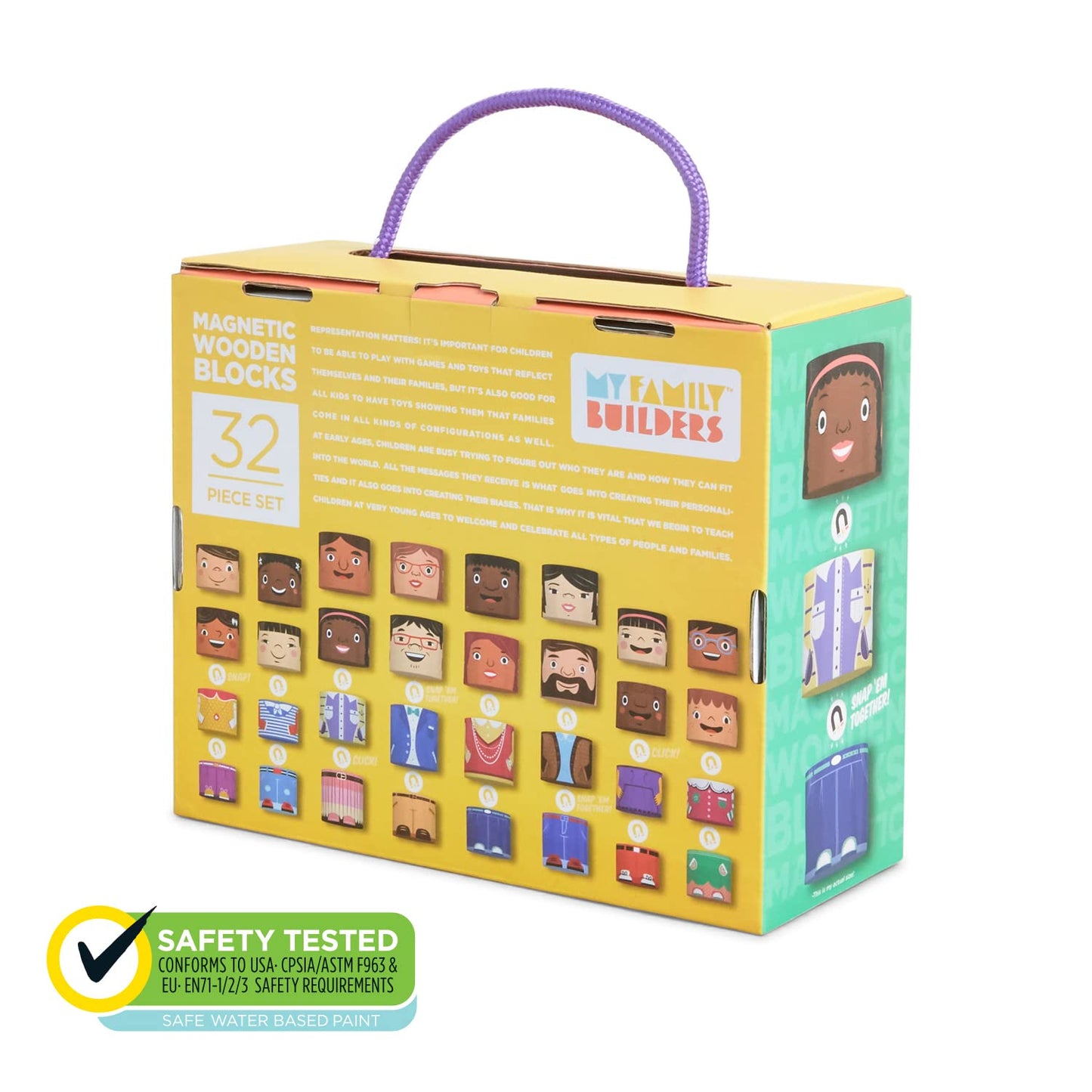 32-Piece Multiracial Magnetic Family Play Set – Wooden Diversity Building Blocks For Kids – Sel Toy Promoting Inclusion & Creative Learning