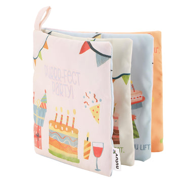 Nuluv Infant Perfect Party Playbook - Squeaker And Rattle Cloth Book Enable Joyful Sounds For Baby 3 Months+, Multicolor