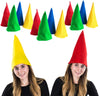 Funny Party Hats Gnome Hats, 12 Pack - Dwarf Hats - Costume Accessory - Assorted Colors: Blue, Green, Yellow, Red
