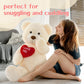 Beniny Big Teddy Bears, Giant White Teddy Bear Stuffed Animals With Embroidered I Love You For Girlfriend, Red Heart Fluffy Tedd