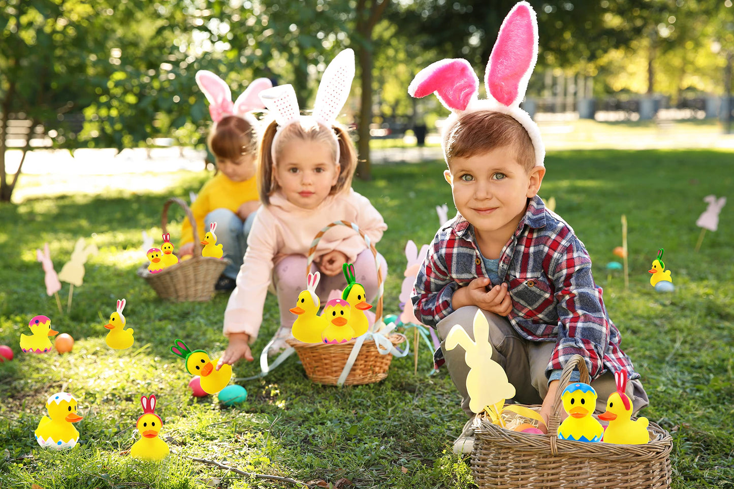 The Dreidel Company Happy Easter Rubber Duck Toy Bunny Rabbit Duckies For Kids Easter Eggs, Bath Birthday Gifts Baby Showers Summer Beach And Pool Activity, 2' (6 Pack)