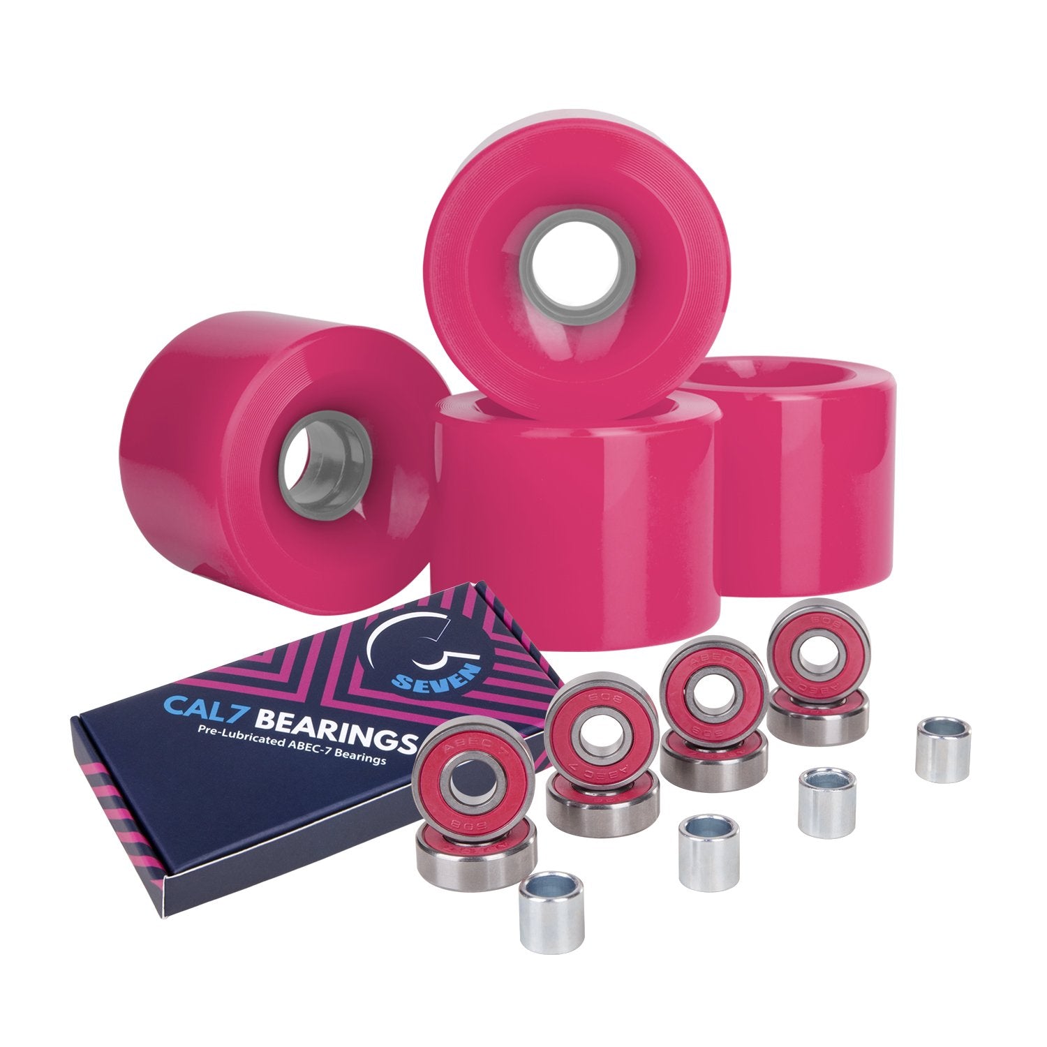 Cal 7 Polyurethane Skateboard Wheels for Street and Park 60x44mm 83A (Solid Pink)