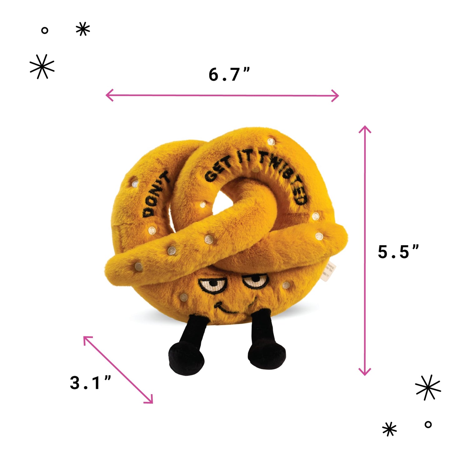 Punchkins Pretzal Plushie - Don't Get It Twisted Sassy Preztal Plush, Funny & Cute Food Plush Toy for Gifting