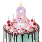 Zlongron Birthday Number Candles, Handmade Macaron 3D Flash Number 8 Candle, Suitable for Girls and Boys Birthdays, Weddings, A