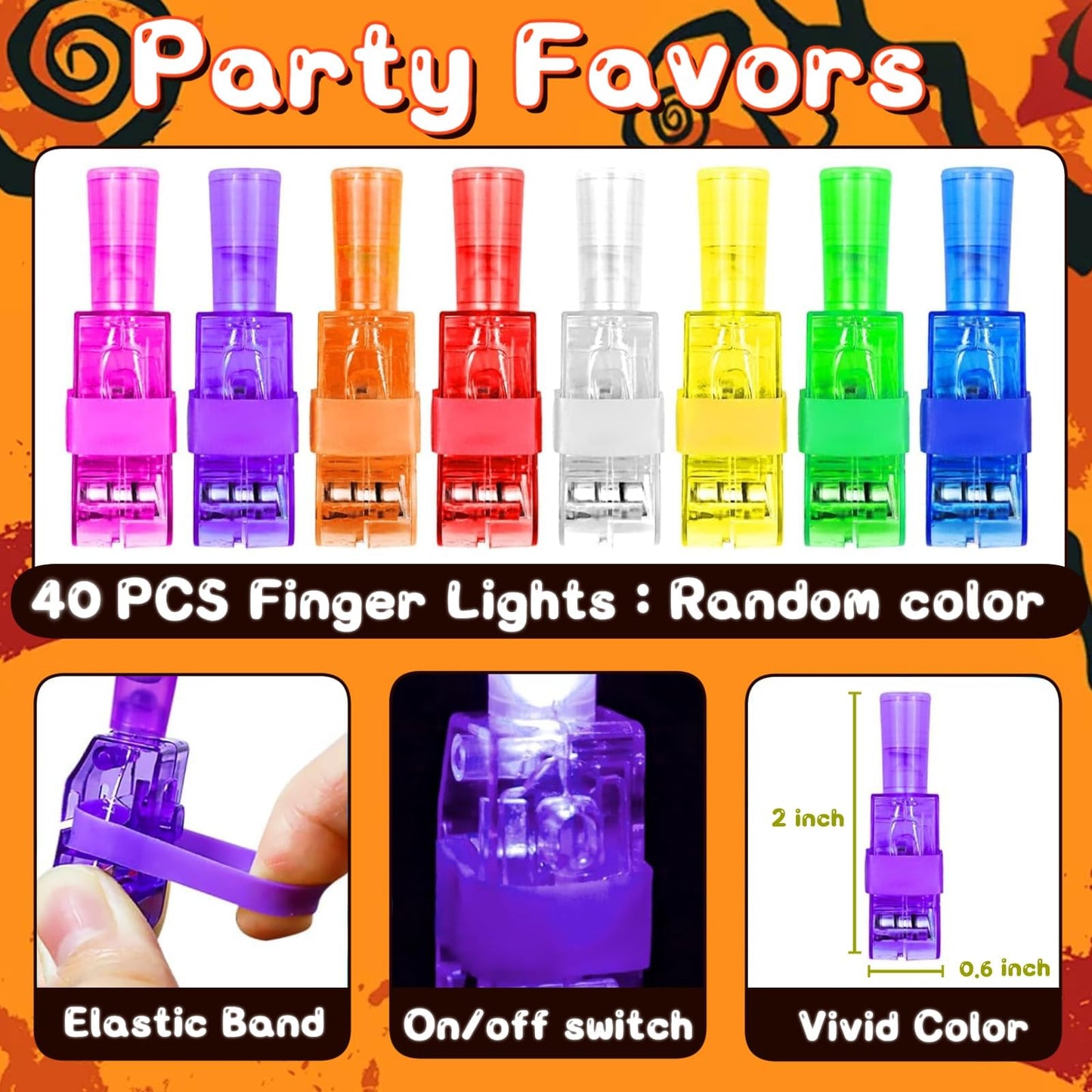Yizeda Halloween LED Finger Lights Party Favors for Kids Halloween Goodie Bag Fillers Basket Stuffers Halloween Party Trick or T
