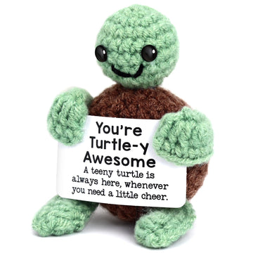 Funny Gifts Women Positive Emotional Support Crochet Valentine Plush Nuggets Partner Cute Birthday Gift Mini Positive Turtle Far