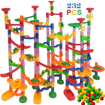 ailixinda 232 PCS Marble Run enhanced Set STEM Educational Building Block Toy Marble Track Race Set with 45 Marbles for Boys & Girls Marble Maze Game Construction Building Blocks Toys for Kids