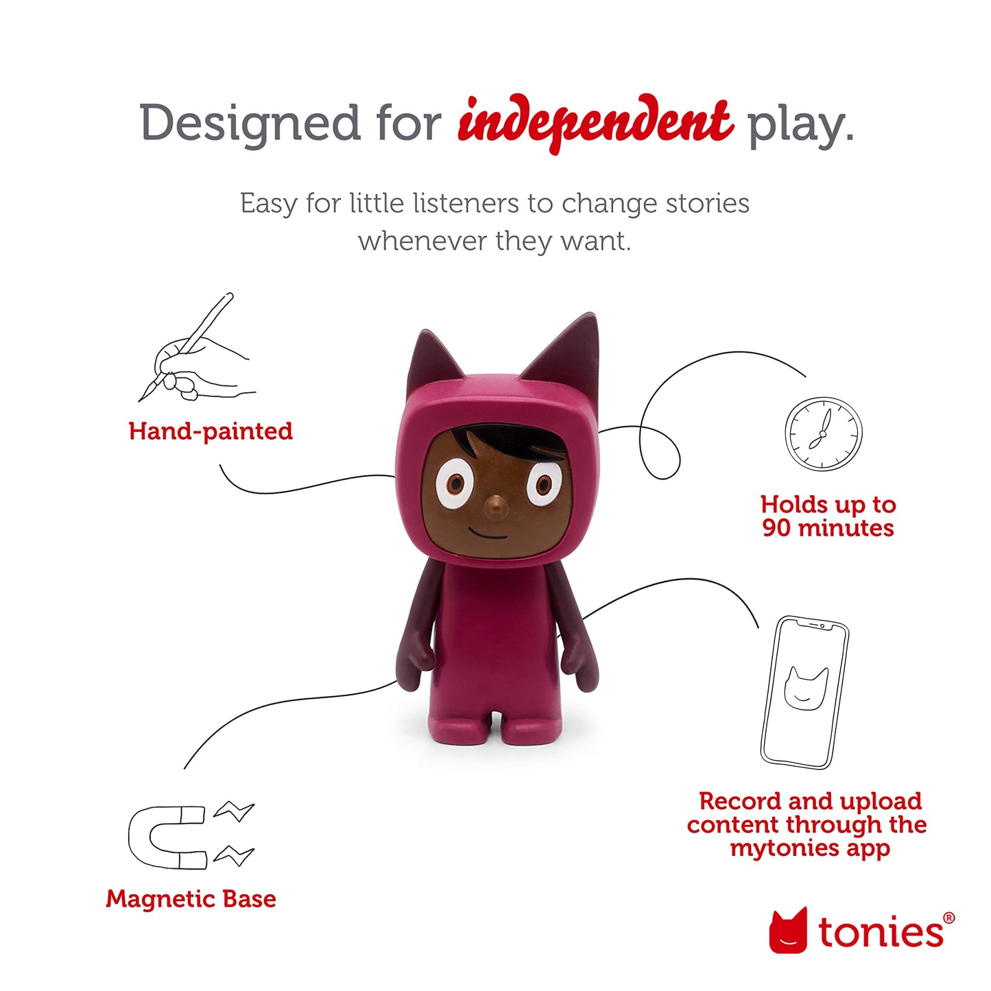 Tonies Creative Audio Character - Record And Upload Up To 90 Minutes Of Your Own Stories And Songs - Purple/Dark