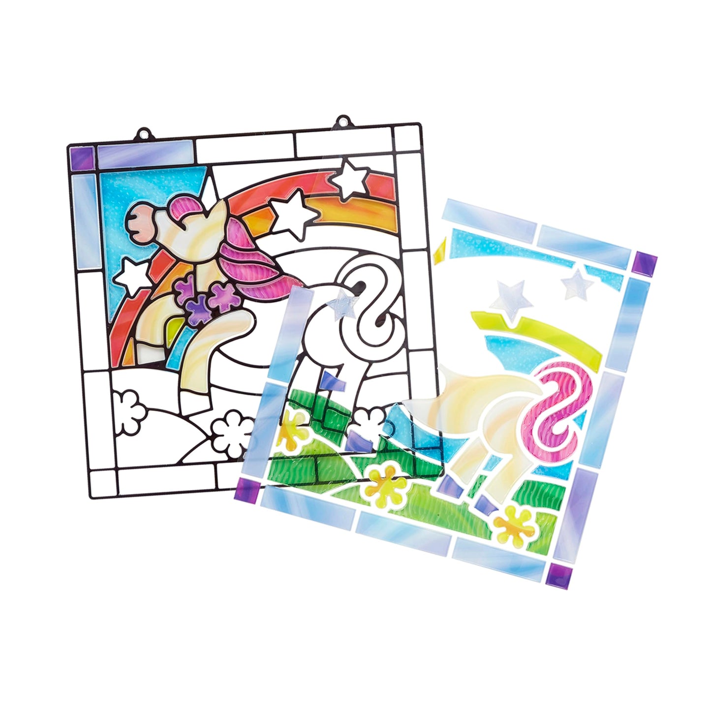 Melissa & Doug Stained Glass Made Easy Craft Kit - Unicorn - Kids Sticker Stained Glass Craft Kit; Unicorn Crafts For Kids Ages