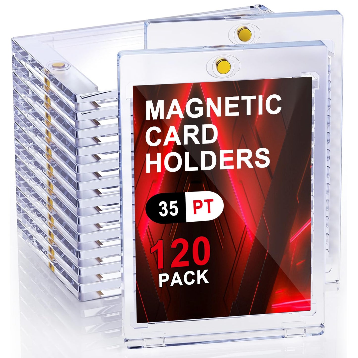 ToBeAce 120ct Magnetic Card Holders 35pt  One Card Touch Holder for Trading Cards  Baseball Card Protectors Sleeves Hard Plastic  Magnetic Card Case for Sports Cards  Game Cards
