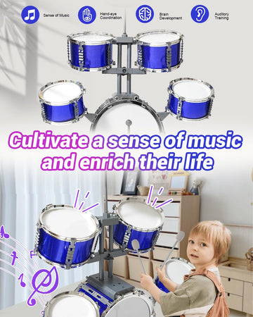 Toddlers Drum Set For Kids, Kids Drum Set Kit Musical Toys For 4 5 6 7 Year Old Birthday Gifts, Jazz Drum Set For Kids 3-5 Music
