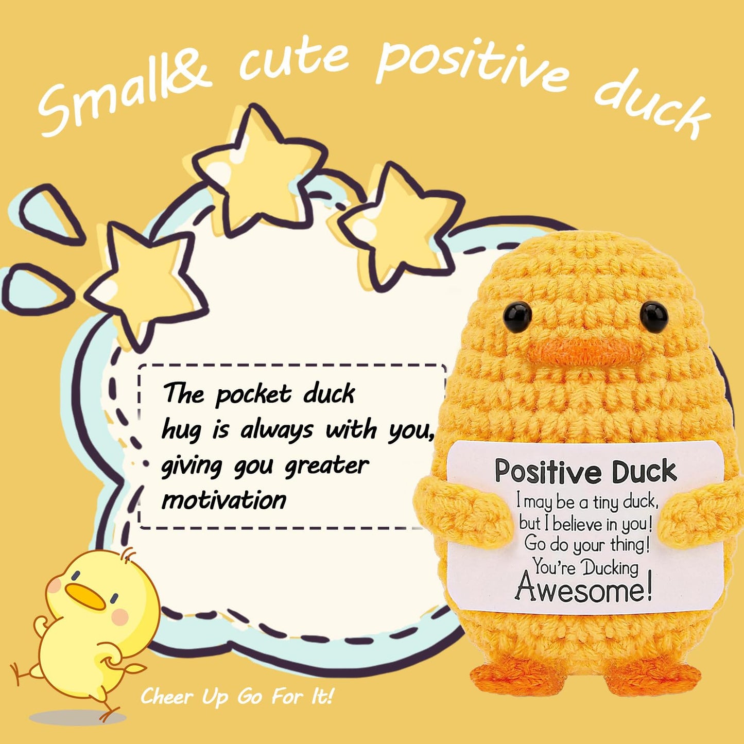 Rivanoer Easter Basket Stuffers For Teens Adult,Inspirational Crochet Positive Duck,Birthday Gifts For Women Cute Handmade Potato Knitted Duck Toy With Positive Card Cheering I Love You